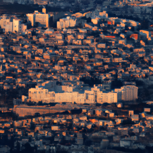 מבט אווירי על ירושלים עם מלונות בולטים ליד מרכזי תרבות.